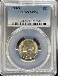 1943-S Jefferson Nickel MS66 PCGS