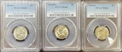 1944-P/D/S Jefferson Nickel 3pc Set MS66 PCGS