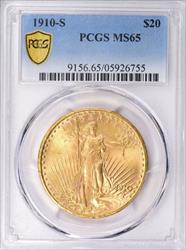 1910-S $20 St Gaudens MS65 PCGS