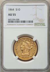 1864 LIBERTY HEAD $10