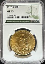 1926-S $20 St Gaudens MS65 NGC