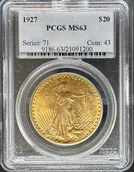 1927 $20 St Gaudens MS63 PCGS