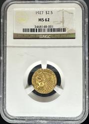 1927 $2.5 Indian MS62 NGC