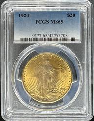 1924 $20 St Gaudens MS65 PCGS