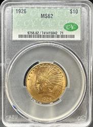 1926 $10 Indian MS62 CACG