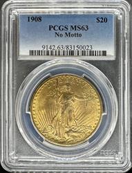 1908 NM $20 St Gaudens MS63 PCGS