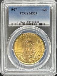 1927 $20 St Gaudens MS63 PCGS