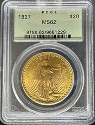 1927 $20 St Gaudens MS62 PCGS OGH