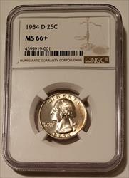 1954 D Washington Quarter MS66+ NGC Light Toning