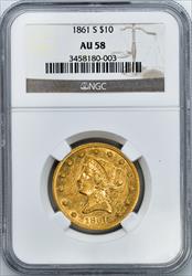 1861-S LIBERTY HEAD $10