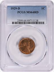 1929-D Lincoln Cent MS64RD PCGS