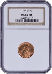 1944-D Lincoln Cent MS66RD NGC