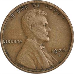 1926-S Lincoln Cent VF Uncertified