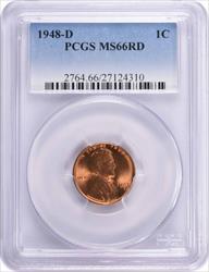 1948-D Lincoln Cent MS66RD PCGS