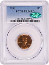 1938 Lincoln Cent PR66RD PCGS (CAC)