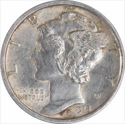 1918-D Mercury Silver Dime AU Uncertified