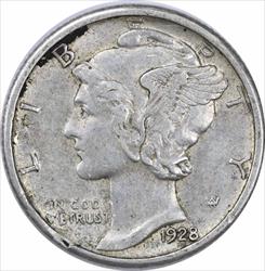 1928 Mercury Silver Dime AU Uncertified