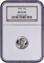 1943 Mercury Silver Dime MS65FB NGC