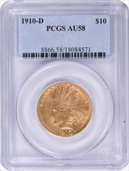 1910-D $10 Gold Indian AU58 PCGS