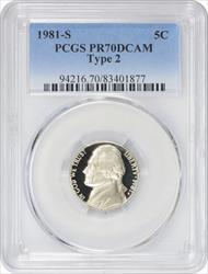 1981-S Jefferson Nickel Type 2 PR70DCAM PCGS