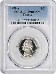 1981-S Jefferson Nickel Type 2 PR69DCAM PCGS