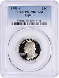 1981-S Washington Quarter Type 1 PR69DCAM PCGS