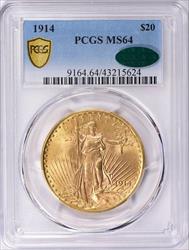 1914 $20 St Gaudens MS64 PCGS CAC