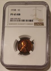 1938 Lincoln Wheat Cent PF65 RB NGC Low Proof Mintage