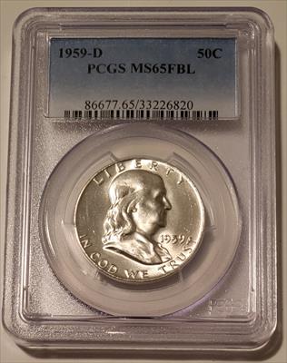 1959 D Franklin Half Dollar MS65 FBL PCGS