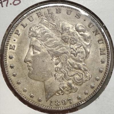 1897-O Morgan Dollar, Almost Uncirculated+, Well Struck, Original