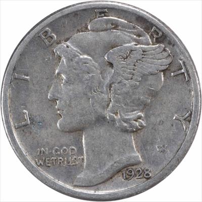1928-S Mercury Silver Dime EF Uncertified