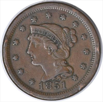 1851 Large Cent VF Uncertified