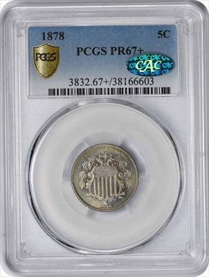 1878 Shield Nickel PR67+ PCGS (CAC)