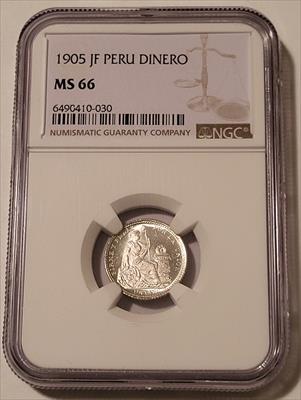 Peru 1905 JF Dinero MS66 NGC
