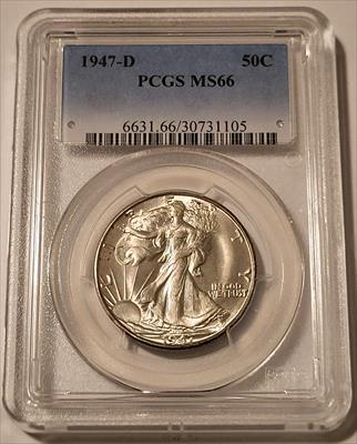 1947 D Walking Liberty Half Dollar MS66 PCGS