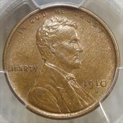 1910-S Lincoln Cent, Choice Uncirculated PCGS MS-63BN, Nice Color