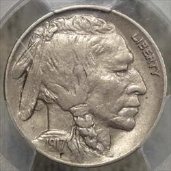 1917-D Buffalo Nickel, Almost Uncirculated PCGS AU-55, Scarce