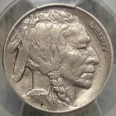 1917-D Buffalo Nickel, Almost Uncirculated PCGS AU-55, Scarce