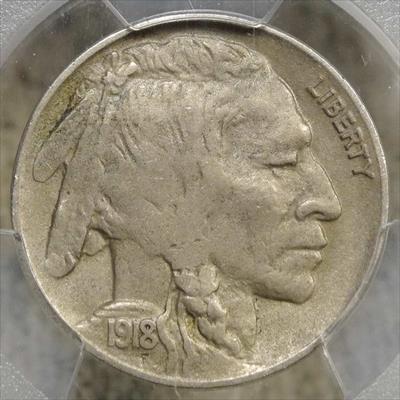 1918-D Buffalo Nickel, Extremely Fine, PCGS XF-40, Better Date