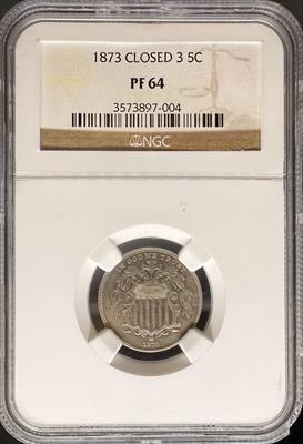 1873 Shield Nickel Closed 3 PF64 NGC