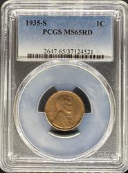 1935-S Lincoln Cent MS65RD PCGS