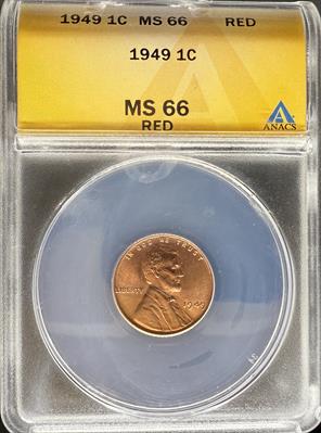 1949 Lincoln Cent MS66RD ANACS