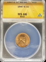 1947-S Lincoln Cent MS66RD ANACS