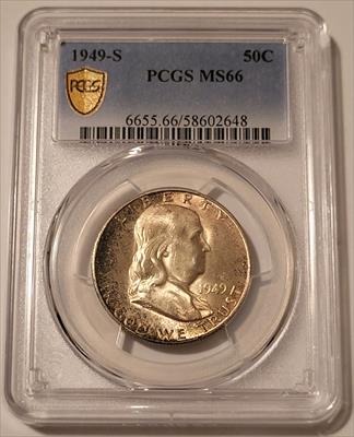 1949 S Franklin Half Dollar MS66 PCGS GSH Toned