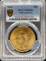 1907 $20 St Gaudens MS66+ PCGS