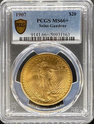 1907 $20 St Gaudens MS66+ PCGS