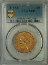 1871-CC $10 Liberty XF45 PCGS