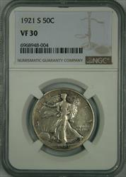 1921-S Walking Liberty Half Dollar VF30 NGC