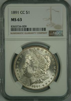 1891-CC Morgan Dollar MS63 NGC