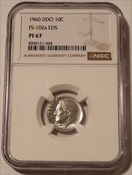 1960 Roosevelt Dime DDO FS-102a EDS Proof PF67 NGC